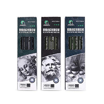 Charcoal Pencil Set - 12pcs/pk - Black Free Cutting Paper Handle Charcoal Pencil C7350 (Super Soft) - style: Super Soft