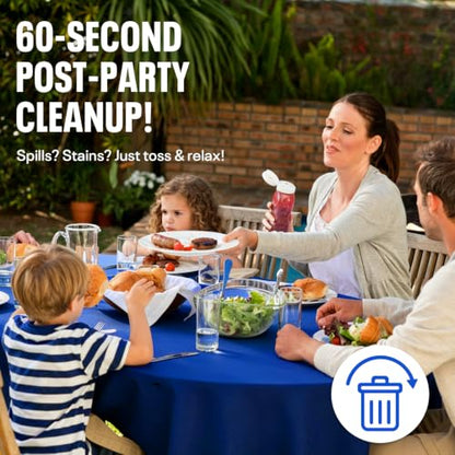 54IN X 600FT Plastic Table Cover Roll with Cutter Box, Cut to Size Plastic Table Cloths for Parties, Birthday, (Blue, 54"x7680"(Rectangular)) - color: Blue, size: 7680" x 54" (Rectangular)