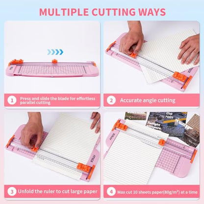 A4 Paper Cutter Slider 12 Inch Paper Trimmer Photo Cutter, Pink - color: Pink