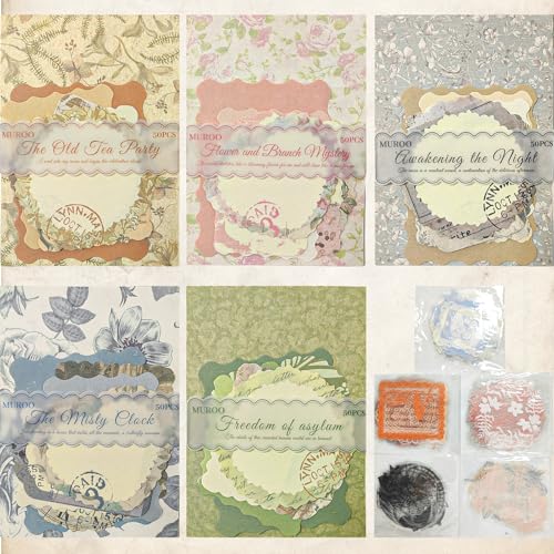 250Pcs Vintage Journal Supplies Kit,Scrapbook Papers Stickers