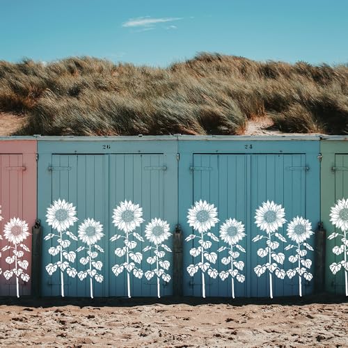 Large Flower Stencils for Painting,8 Pcs Reusable Sunflower Stencils for Painting on Wood Fence Walls Fabric Glass (Sunflower) - color: Sunflower(8Pcs)