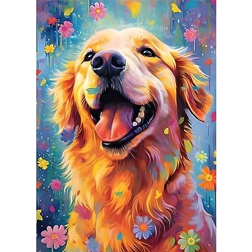RICUVED Diamond Art Kits for Adults, Dog Diamond Art Kits Full Drill 5D Animal Diamond Art, Golden Retriever Gem Dots Art and Crafts for Gift Home Wall Decor 12x16 Inch/30x40cm - color: Golden Retriever