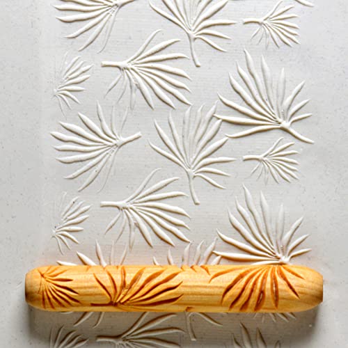 MKM Pottery Tools Wood Hand Rollers for Clay (HR-40 Palmetto Garden) - size: HR-40 Palmetto Garden