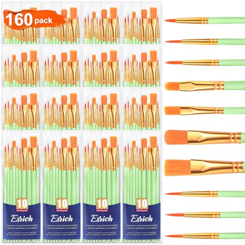 ESRICH 160PCS Paint Brushes, Paint Brush for Acrylic Painting - color: Green, size: 160