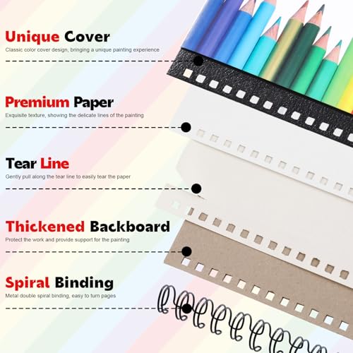 9 x 12 Sketch Book, 2-Pack, 50 Sheets Each, Top Spiral Bound | 100Gsm Perforated Sketch Paper For Pencil, Charcoal, Pen And Pastel; Easy Tear-Out Pages For School, Travel And Practice - size: 9x12