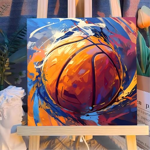 Reivworl Framed Basketball Paint by Numbers Kit for Adults Beginner 10×10 inch - color: 09-Basketball