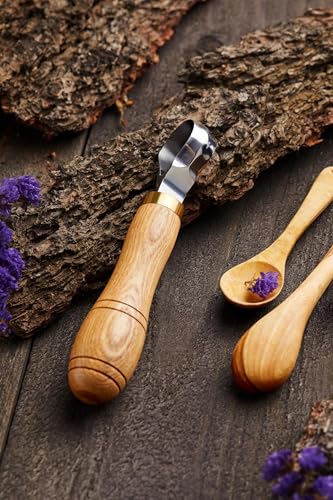 Carving Scorp Knife | Round Carving Tool for Spoons, Bowls, and Cups | Spoon Bowl Carving Tools | for Beginners | Oak Wood Handle with Carbon Steel Blade (1'in full scorp) - style: 1'inch full scorp