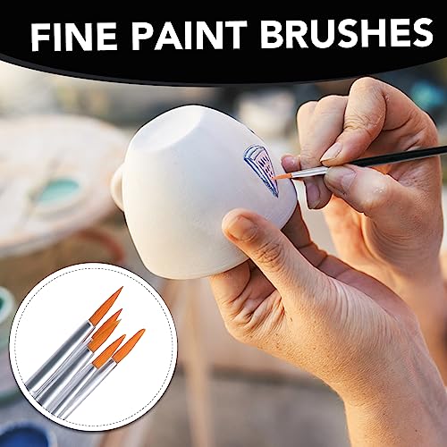 AROIC Small Paint Brushes Bulk,110 Pcs Nylon Hair Paint Brushes Black | with Flat and Round Pointed Acrylic Paint Brush Set,Craft Oil Watercolor Face Artist and Kids Painting Kits - color: Black, size: 55 Flat + 55 Fine