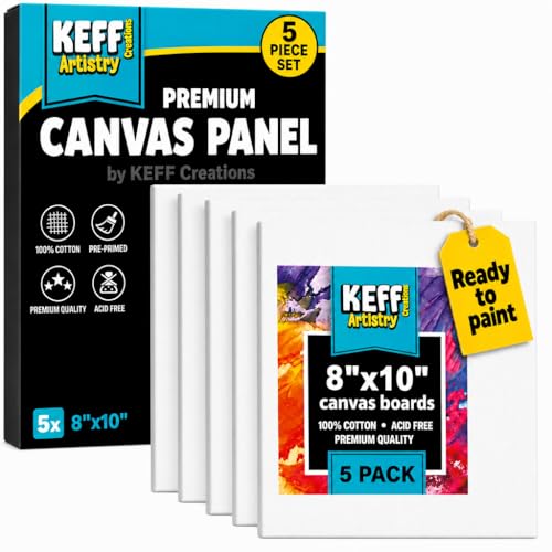 Canvas for Painting - 5-Pack 8x10 Canvas Value Pack - 100% Cotton Triple Primed Small Canvases for Painting. Mini Canvases Bulk Set for Acrylic, Oil, Watercolor&Tempera - Art Supplies for Adults - size: 8x10