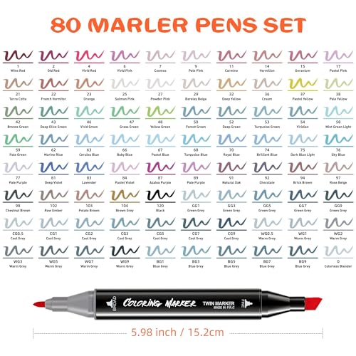 KJSHUANGTANG Alcohol Markers, Dual Tip Art Markers, Drawing Markers, Coloring Marker for Sketching Adult Coloring (80 Colors) - color: 80 Colors