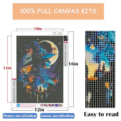 Witch Moon Diamond Art Painting Kits for Adults Beginners 12x16 Inch - color: YZ-88-01