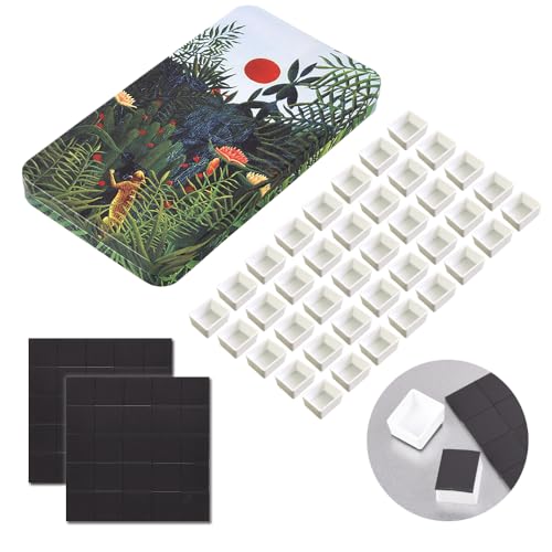 qianshan 40Pcs Empty Half Pans Watercolor Tin Palette with Magnetic Stripe | Travel Tin Palette Case,Portable Artist Paints Half Pan Kits,DIY Watercolor Oils Acrylics Painting Drawing Jungle - color: Jungle