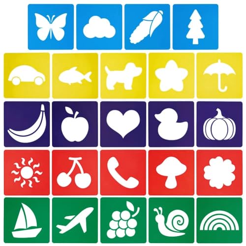 CUTHOLLOW Animals Fruit Plant Stencils, 24PCS 8-Inch Reusable Plastic | 24PCS 8-Inch Animals, Fruit & Plant Shapes, Reusable Washable Plastic, Painting, Crafts, Wall Art & Sidewalk Chalk - style: 24pcs-Animal&Fruit&Plant