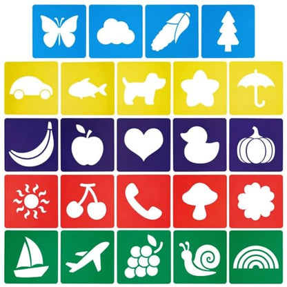 CUTHOLLOW Animals Fruit Plant Stencils, 24PCS 8-Inch Reusable Plastic | 24PCS 8-Inch Animals, Fruit & Plant Shapes, Reusable Washable Plastic, Painting, Crafts, Wall Art & Sidewalk Chalk - style: 24pcs-Animal&Fruit&Plant