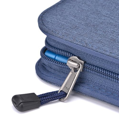 erofa 48 Slots Fountain Pen Case, Blue Water Resistant Canvas Pen Holder Display Pouch Storage Large Capacity Bag - color: Blue-Canvas