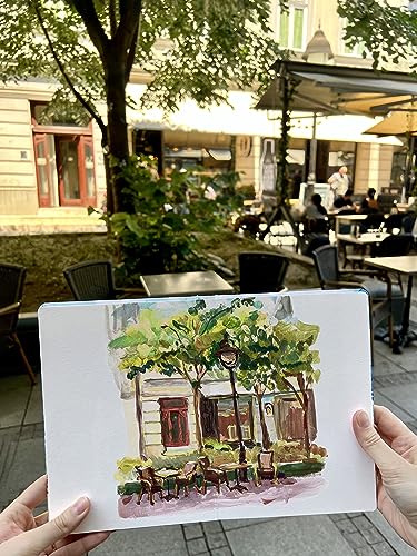 Mixed Media Sketch Book Hardcover 60 Pages Thick 400 GSM / 180 lb Acid Free Paper Lay Flat Bound for Drawing Painting 6,14“ x 8,25“ for Kids and Adults Beginners and Professionals Eco Friendly