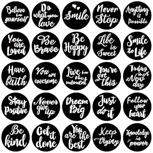 25 Pieces Inspirational Word Stencil, Reusable Motivational Stencils for Painting on Wood Signs Wall Fabric Home Decor (3 Inches)