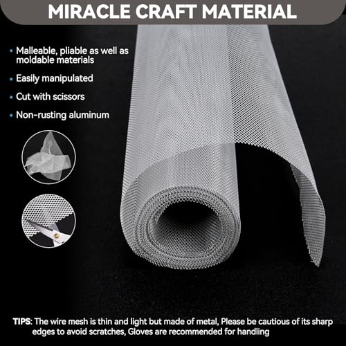 Sculpting Mesh 13 Inch by 16.4 Foot, Moldable Aluminum Mesh for Arts and Craft, Aluminum Wire Mesh Roll, Craft Mesh for DIY Projects - size: 13 Inch by 16.4 Foot