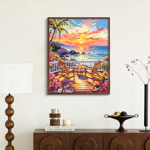 ZTOTZ Paint by Numbers Kit for Adults Sunset Landscape Art 16x20 Home Decor - color: B-006-landscape