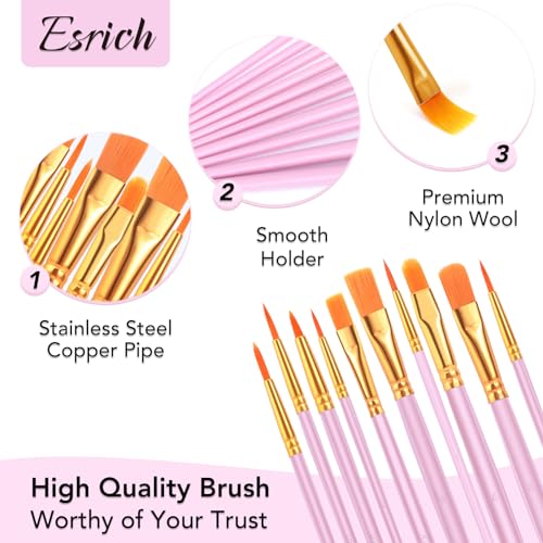 ESRICH 240PCS Pink Paint Brushes, Paint Brush for Acrylic Painting - color: Pink, size: 240