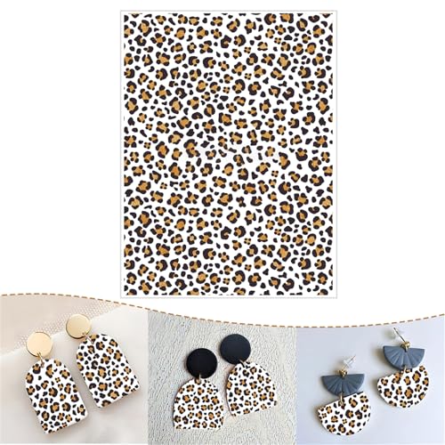 Briartw 10 Sheets Leopard Pattern Polymer Clay Transfer Paper,Per Sheet 3.93inch x 5.82inch Polymer Clay Transfer Sheets for DIY Clay Jewelry Making Disposable Stickers