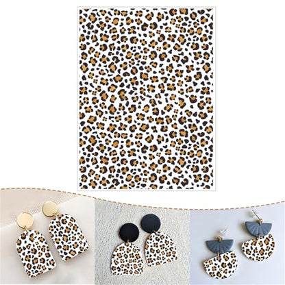 Briartw 10 Sheets Leopard Pattern Polymer Clay Transfer Paper,Per Sheet 3.93inch x 5.82inch Polymer Clay Transfer Sheets for DIY Clay Jewelry Making Disposable Stickers