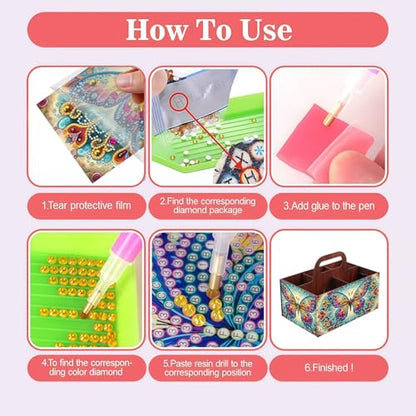 LSQFS Butterfly Multi-Grid Diamond Painting Storage Box with Handle - color: Butterfly