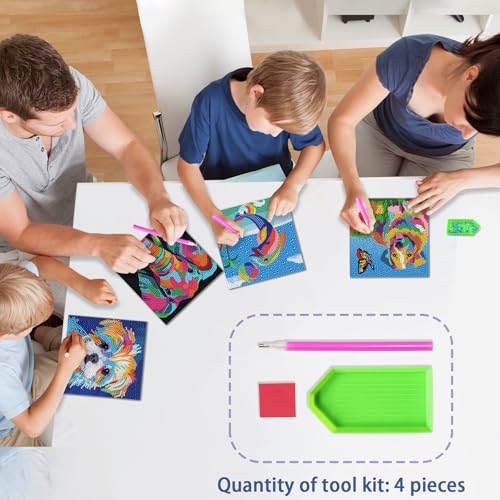 UiSdfuy Diamond Art Kits for Kids,Arts & Crafts Ages 8-12,Diamond Art for Kids,Gem Art 4 Pack Diamond Painting 6" X 6" (Dolphin) - color: Dolphin