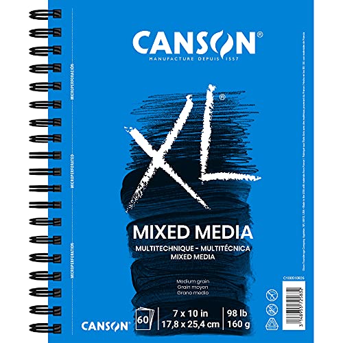 Canson XL Series Mixed Media Pad 60 Sheets with Watercolor Paper Pad 30 Sheets, 7x10 inches - size: 7x10, style: Mixed Media + Watercolor Paper, 30 Sheets