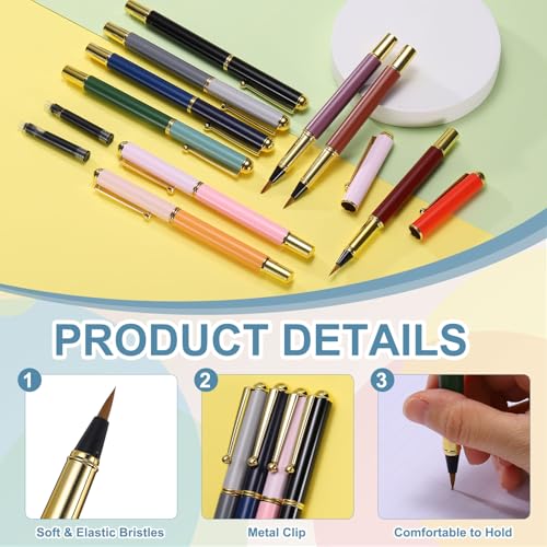PATIKIL Calligraphy Brush Pens Refillable Brush Pen Set Chinese Hand Black | Writing Marker Kits, with Fountain Ink Metal Clip, for Lettering Journaling Art Drawing - color: Black