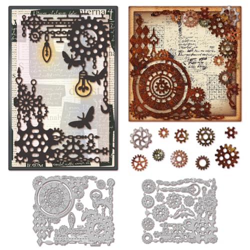 GLOBLELAND Industrial Gears Corner Cutting Dies for Card Making Gears Background Cut Die for DIY Scrapbooking Journal Embossing Paper Craft Decor - color: Industrial Corner