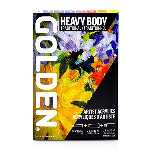 GOLDEN Heavy Body Acrylics, Traditional Set, 8 Color, Professional Acrylic Paint