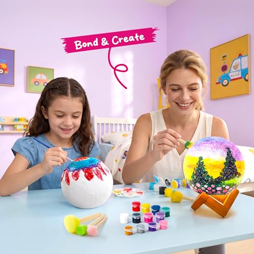 Klever Kits DIY 3D Moon Night Light, Paint Your Own Moon Lamp Kit Galaxy Lamp Arts and Crafts Kit, School Activities, Birthday Gifts for Kids Girls Boys - style: Moon