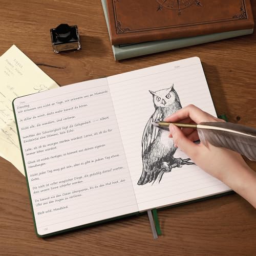 AHGXG Lined Journal Notebook, 192 Numbered Pages, A5 Size (5.7'' x 8.3'') - color: Dark Green, style: Lined