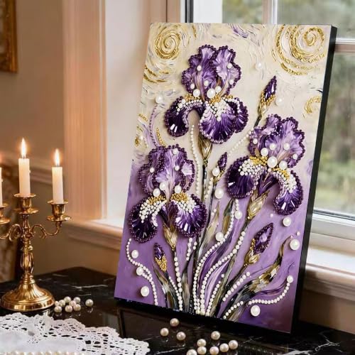 2 Pack Flower Diamond Art Pearl Painting Kits for Adults (12×16 inch) - color: WYZ181+WYZ182