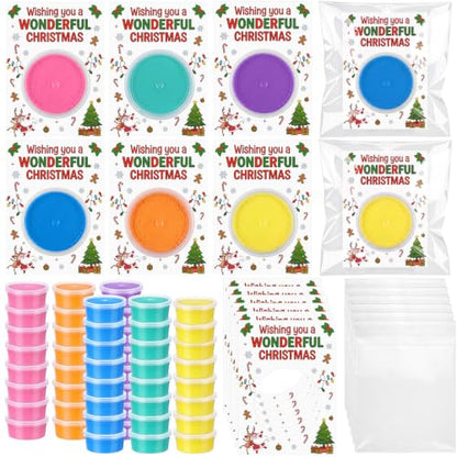 VioraWhite 48 Pcs Wonderful Christmas Air Dry Clay Set with Card and Gift Bags DIY Magic Gifts Clay Model Arts and Crafts Gift Graduation Party Favors Prizes for Kids Students Children Classroom - style: Wonderful Christmas