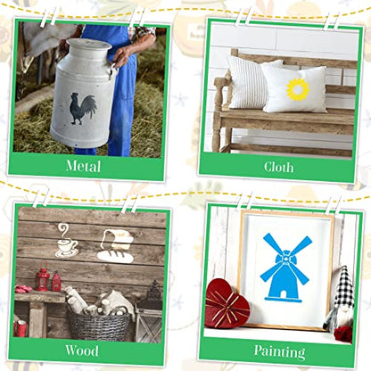 Henoyso 24 Pcs Farm Animal Stencil for Kids 8 Inch Reusable Templates | Plastic, Drawing Painting Templates, Farmer House, Cock, Cow, Blue, Red, Yellow, Wood Paper Scrapbook, Wedding DIY Art Crafts - style: Farm Style