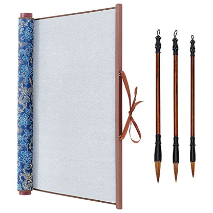 PH PandaHall 4pcs No Ink Chinese Calligraphy Set Reusable Water Writing Magic Cloth Scrolls Chinese Traditional Calligraphy Writing Brushes Pens for Beginners Professional Practice Chinese New Year