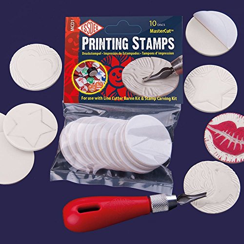ESSDEE Self - Adhesive Mastercut Printing Stamps - Blocks, Stamp Making, Printmaking, and Lino Carving - 1.7 Inches and 4 mm Thick - Pack of 10 - size: 1.77in self-adhesive