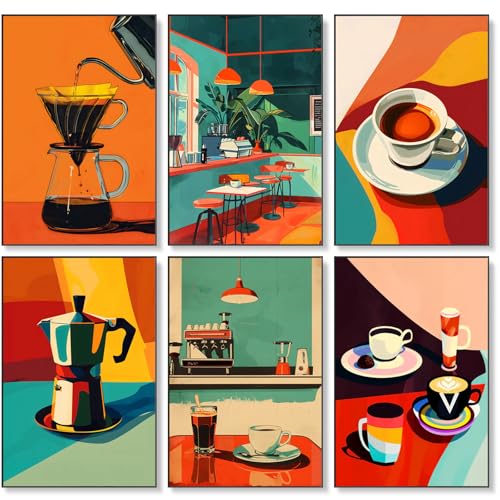 Fountor 6 Pack Coffee Paint by Numbers Kit for Adults Beginner, 8x12 Inch - color: LKOP6P-6