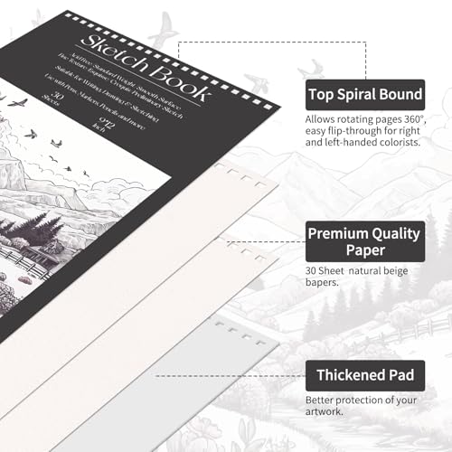 OSIMIG 10 Pack Sketch Books 9" x 12", Top Spiral Bound Sketch Pad Bulk | 300 Sheet Total (68lb/100gsm), Drawing Paper Pad, Sketchbook for Drawing, Art Supplies for Kids & Adults