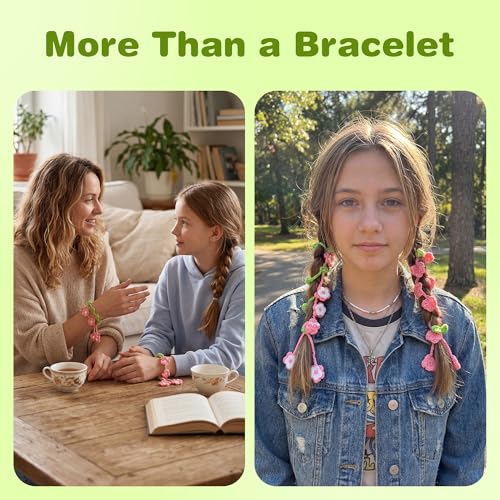 WaldyWop Crochet Kit for Beginners: 4 Flower Bracelets Starter Kit w/Videos - color: Flowers Bracelets