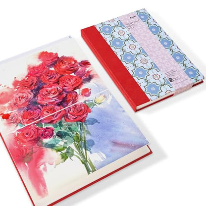 Arrtx Watercolor Sketchbook, 8.27x5.79 Hot Press | 140LB/300GSM, 100% Cotton, Hardcover, 24 Sheets. Ideal Travel Notebook for Artists, Adults, and Students - size: 8.27x5.79''