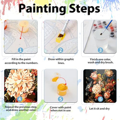 Paint by Numbers Kit for Adults, Paint by Numbers Kit for Adults 16x20 Inch - color: Retro Flower