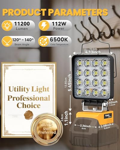 LED Work Light Compatible with DeWALT 20V Battery, 112W 11200LM,Tool Only - color: 112W