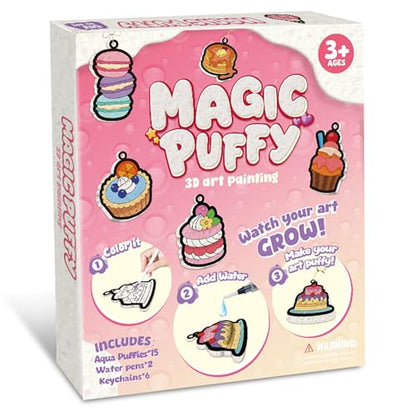 MZYTOZA 3D Art Craft Aqua Magic Puffs Paint Kit - Magic Foam Texture Painting Kit, 15 Mess-Free Paint by Number Craft for Kids, Christmas Gift Idea & Stocking Stuffer(Dessert Style) - color: Aqua Maigc Puffs - Dessert style