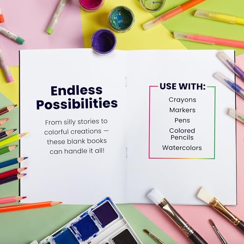 Hygloss Blank Books - Bulk 100 Pack – 5.5" x 8.5" A5 Black Paperback Blank Books for Kids to Write Stories, Doodle, Arts & Crafts – Plain Drawing Sketchbook, Unlined Journal, Notebook Without Lines - color: Black, style: 100 Books