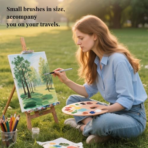 Travel Watercolor Brushes, Travel Kit with Leather Pouch Perfect for Watercolor Acrylics Gouache Ink Painting - size: 4