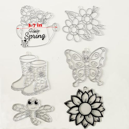 30 Set Spring Flower Butterfly Suncatcher Craft Kits, Spring Floral Crafts | Flower crafts for spring and summer, Easter parties, floral decor, butterfly themes, sunny windows, seasonal art projects - style: Flower