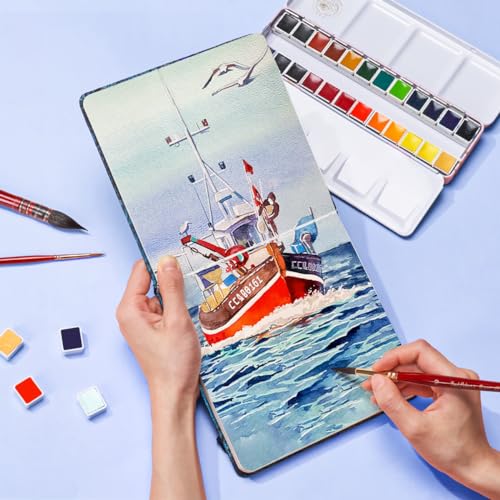 Lightwish Square Watercolor Journal,100% Cotton,300gsm/140lb,Acid-Free,24 Sheets Cold Press Watecolor Sketchbook for Artists Adults Students,6.29 * 6.29 Inches(Blue Starry Sky) - color: Blue Starry Sky